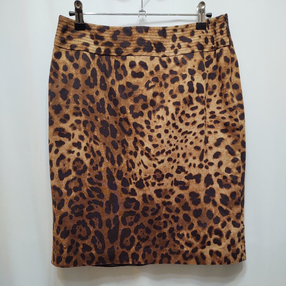 Rafaella Petite Leopard Print Skirt with Back Slit